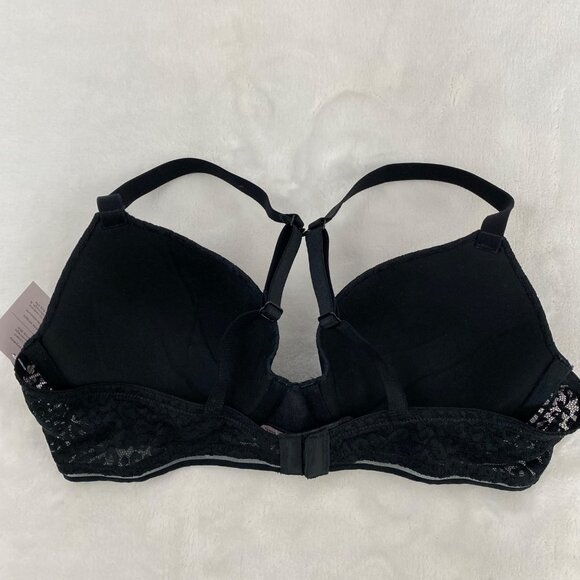 Auden The Everyday Black Lace Lightly Lined Demi T-Shirt Bra 34A 36A 38B 36C - Picture 3 of 7